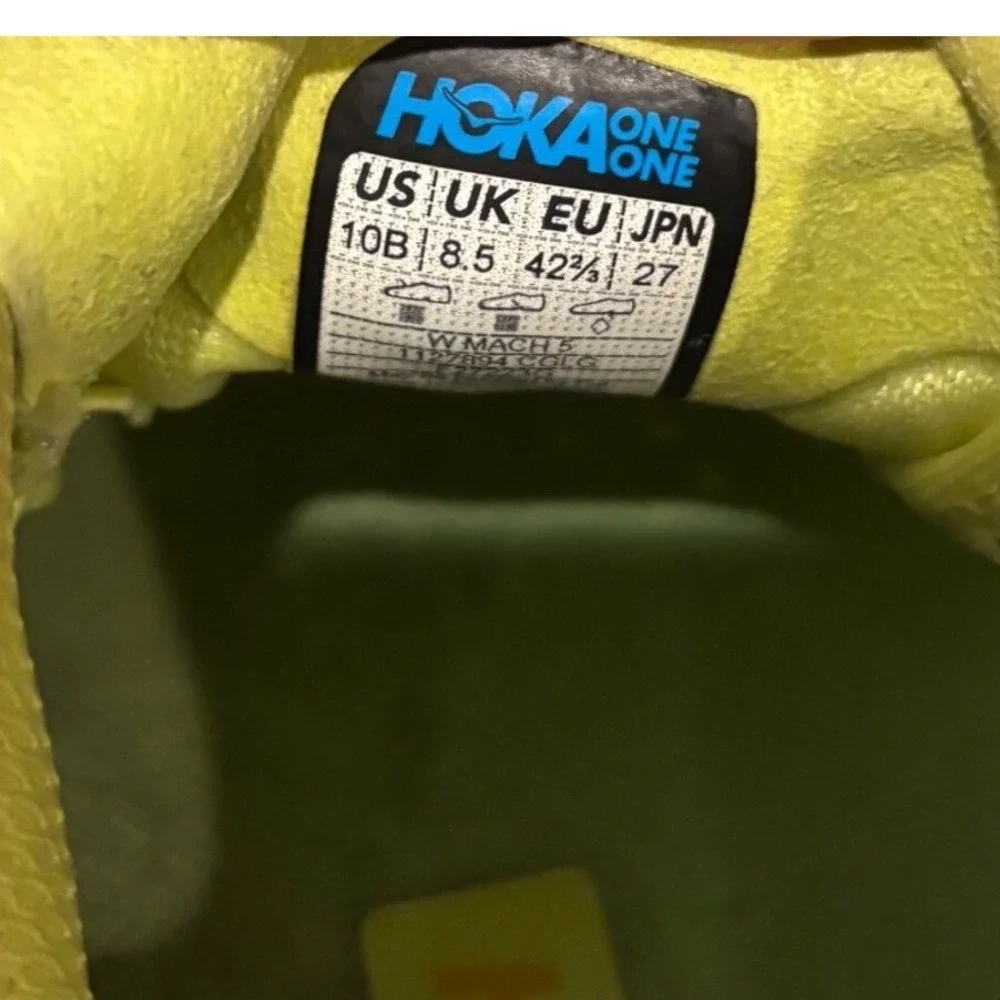 Hoka Mach 5 Celadon Lemonade Running Shoes Womens 10B 1127894 COLG